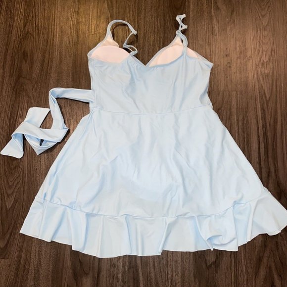 SHEIN Wrap Ruffle Knot Skort One Piece Swimsuit swim dress Women's Sz Large NWOT - Picture 6 of 8